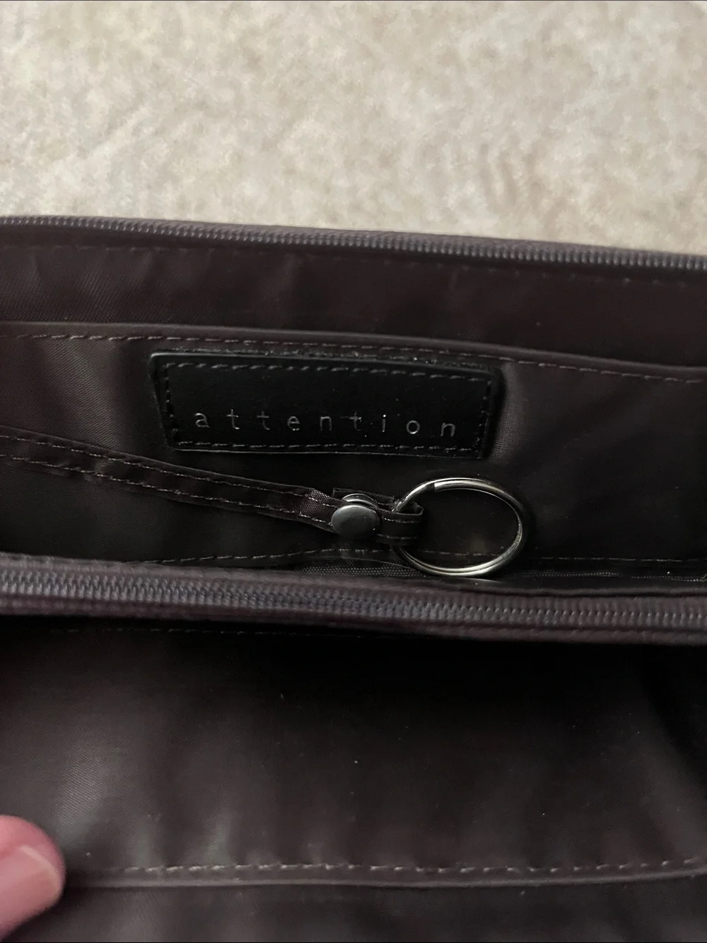 attention Dark Brown Zip Wallet